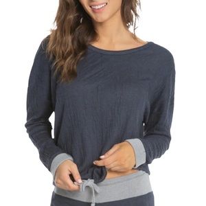 Barefoot Dreams Crinkle Jersey Contrasting Cuff Lounge Pullover